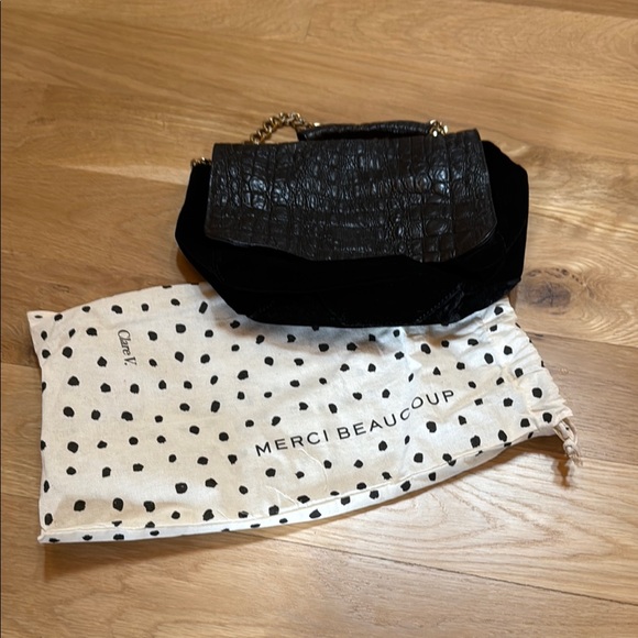 Clare V Black Croc-Embossed Shoulder Bag - Picture 3 of 3